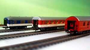 Three toy trains