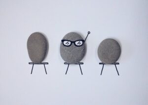 Rocks as humans in a classroom
