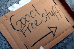 Good free stuff written on a box