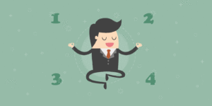 Man hovering in the air with 4 levels of change