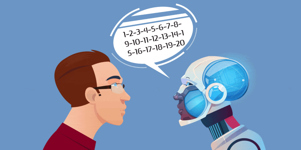 Human and a robot talking