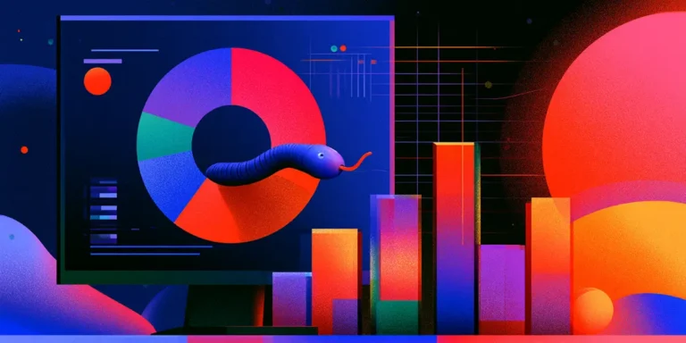 Dashboard with a snake coiled through a pie chart, illustrating how IT audits reveal risks dashboards hide