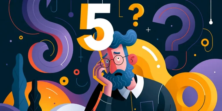 Illustration of a bearded man looking puzzled beside a large number 5 and question marks, representing the ITIL 5 naming debate