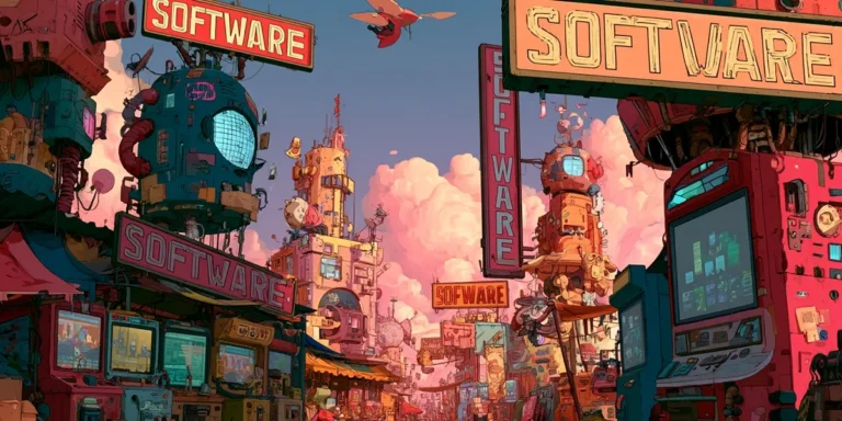 Crowded marketplace of software storefronts, illustrating the range of vendors buyers must choose between beyond the Gartner Magic Quadrant